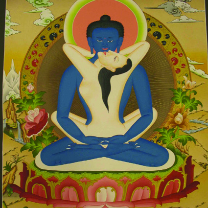 Samantabhadra Tibetan Hand Painted Buddhist Thangka Real Gold Traditional Color